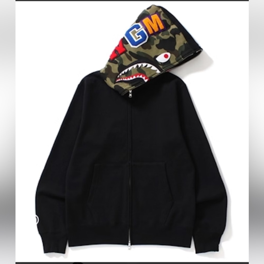 Authentic Bape Shark Camo Zip Up Hoodie